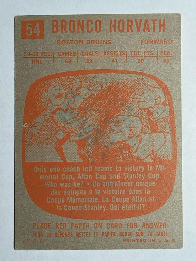 1960-61 Topps #54 Bronco Horvath (GOOD)