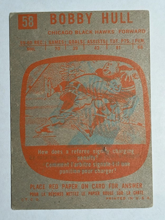 1960-61 Topps #58 Bobby Hull (GOOD)