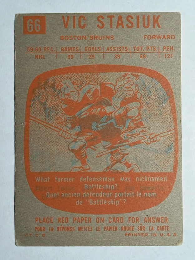 1960-61 Topps #66 Vic Stasiuk (VG)