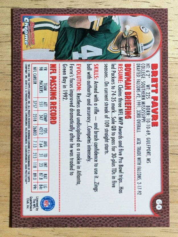 1999 Bowman Chrome #60 Brett Favre