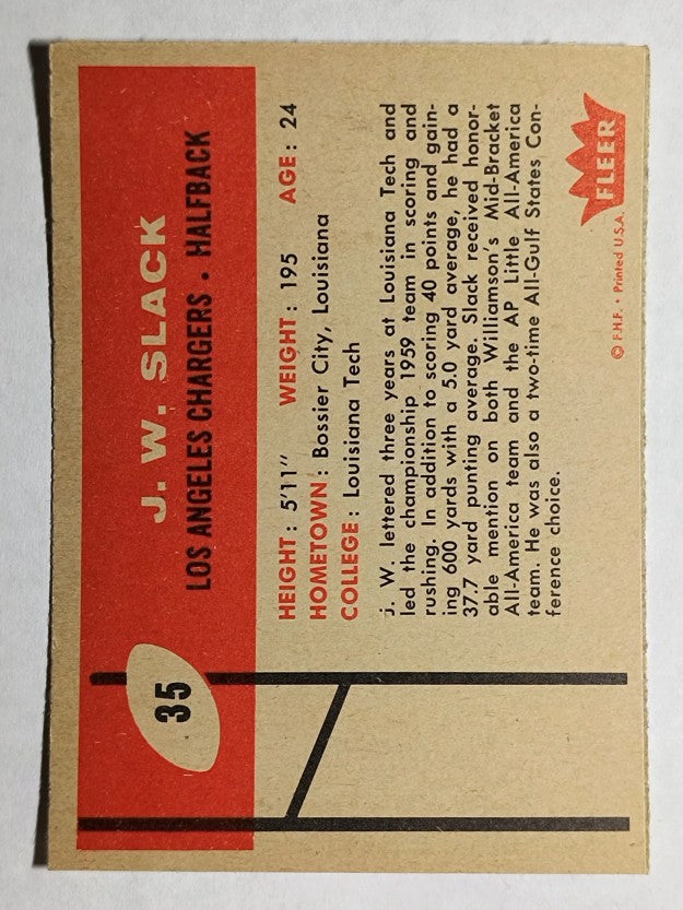1960 Fleer #35 J.W. Slack RC (EXMT)