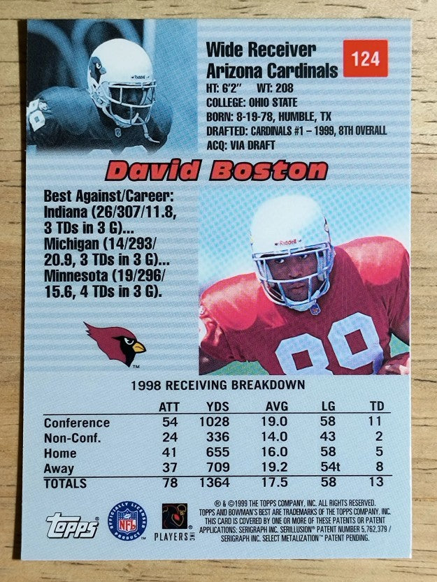 1999 Bowman's Best #124 David Boston RC