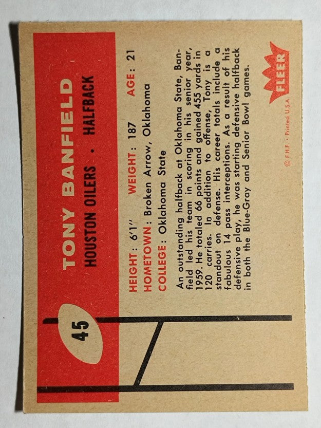 1960 Fleer #45 Tony Banfield RC (NMMT)