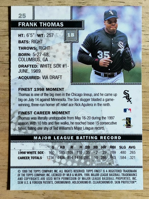 1999 Finest #25 Frank Thomas