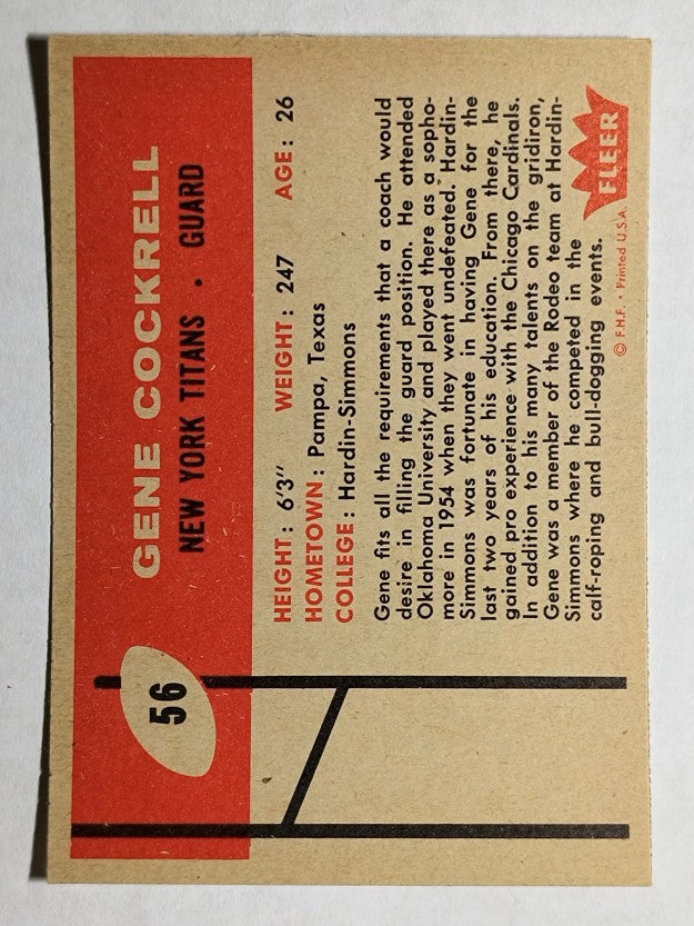 1960 Fleer #56 Gene Cockrell RC (MINT)