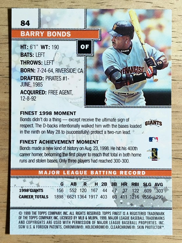 1999 Finest #84 Barry Bonds