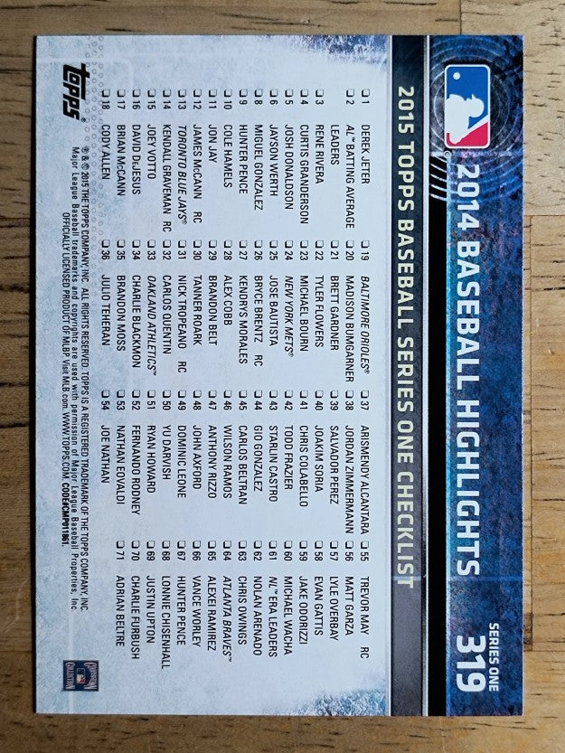2015 Topps #319 Derek Jeter BH