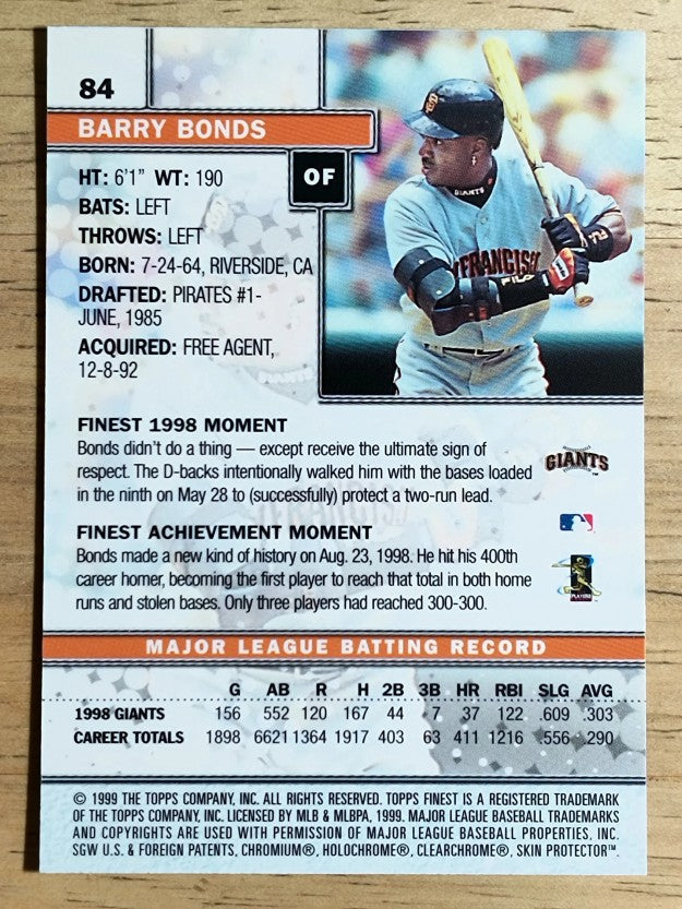 1999 Finest #84 Barry Bonds