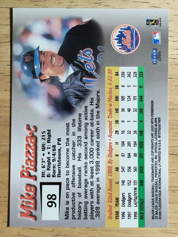 1999 Fleer Mystique #98 Mike Piazza SP