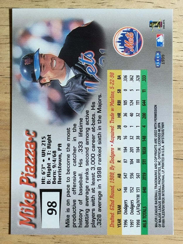 1999 Fleer Mystique #98 Mike Piazza SP