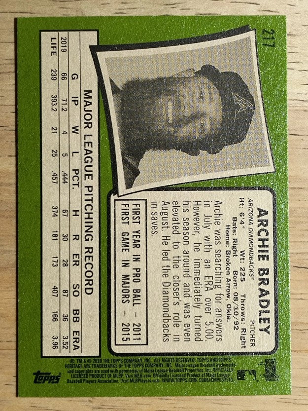 2020 Topps Heritage #217 Archie Bradley