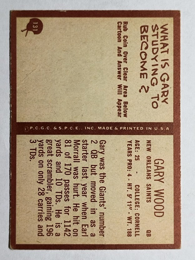 1967 Philadelphia #131 Gary Wood (GOOD)