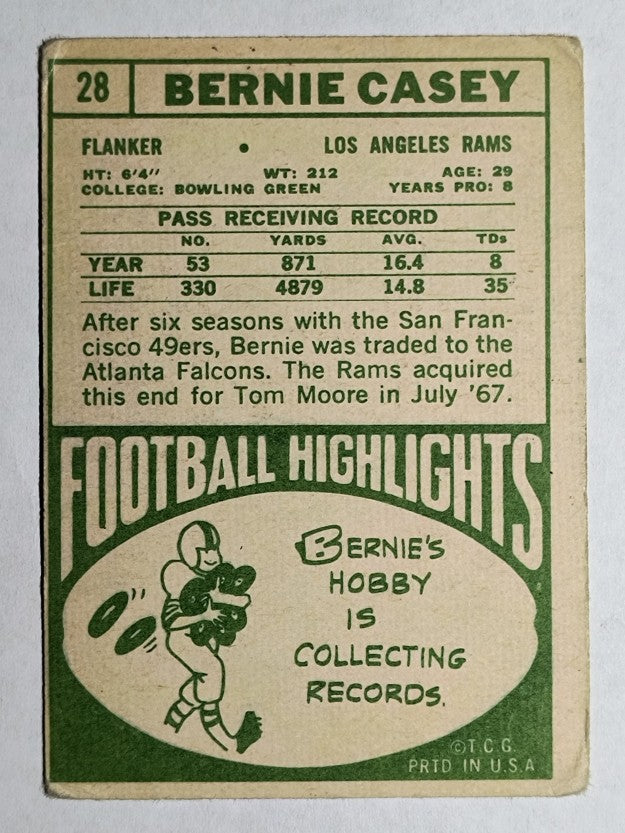 1968 Topps #28 Bernie Casey (VG)