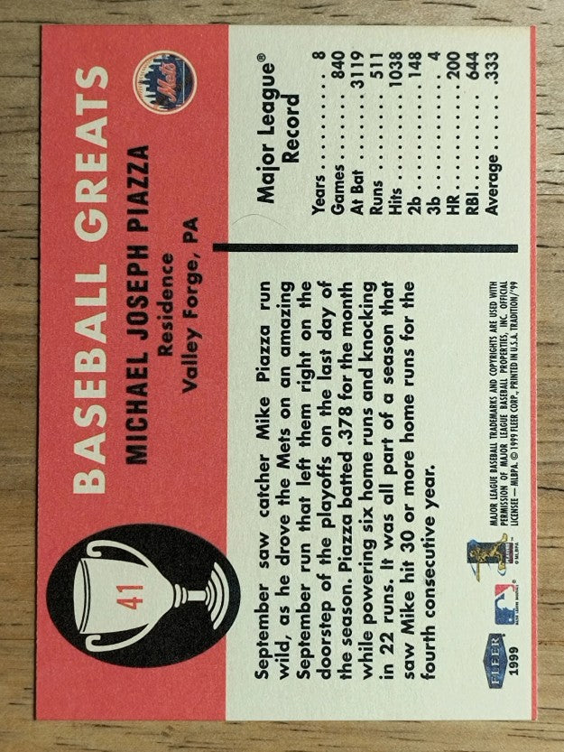 1999 Fleer Tradition Vintage '61 #41 Mike Piazza