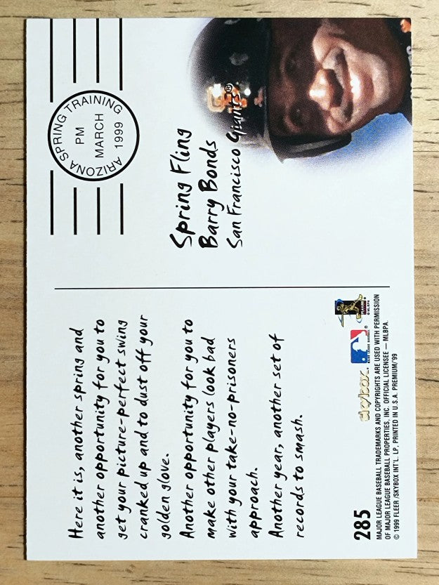 1999 SkyBox Premium #285 Barry Bonds SF