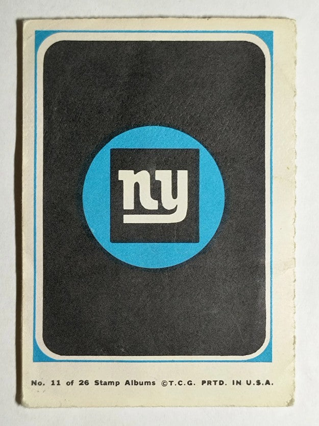 1969 Topps Stamp Album Inserts #11 NY Giants incomplete /w Fran Tarkenton (GOOD)