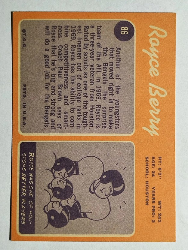 1970 Topps #86 Royce Berry RC (VGEX)