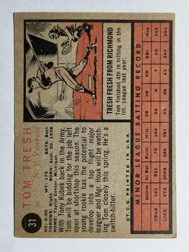 1962 Topps #31 Tom Tresh RC (EX)