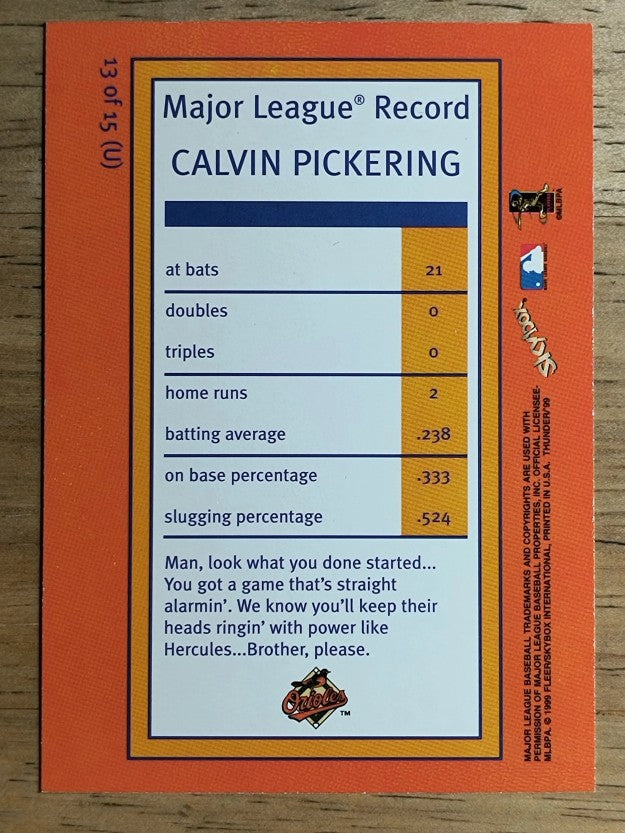 1999 SkyBox Thunder Unleashed #U13 Calvin Pickering