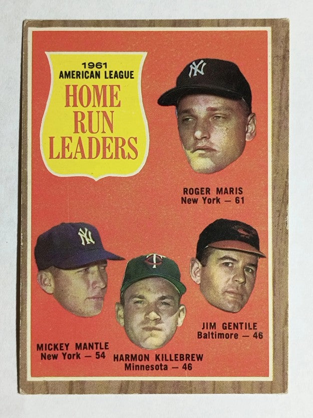 1962 Topps #53 Roger Maris/Mickey Mantle/Jim Gentile/Harmon Killebrew LL (EX)