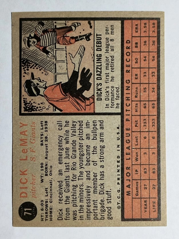 1962 Topps #71 Dick LeMay RC (EXMT)
