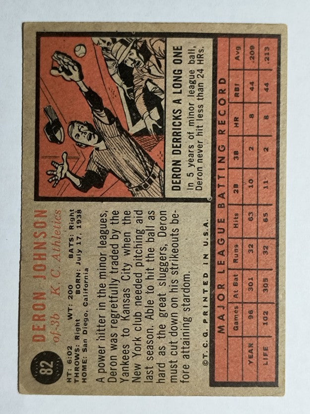 1962 Topps #82 Deron Johnson (EX)
