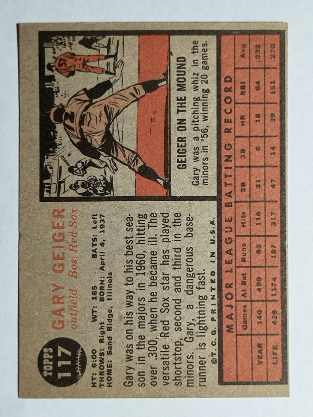 1962 Topps #117 Gary Geiger (EXMT)