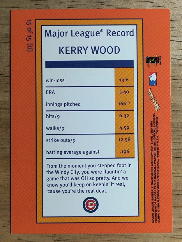 1999 SkyBox Thunder Unleashed #U15 Kerry Wood
