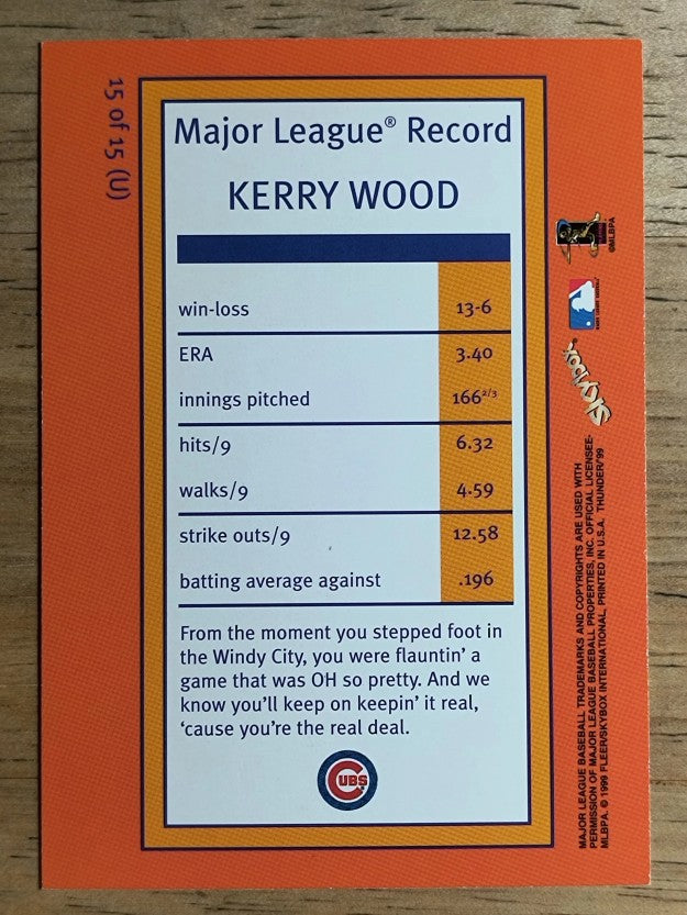 1999 SkyBox Thunder Unleashed #U15 Kerry Wood