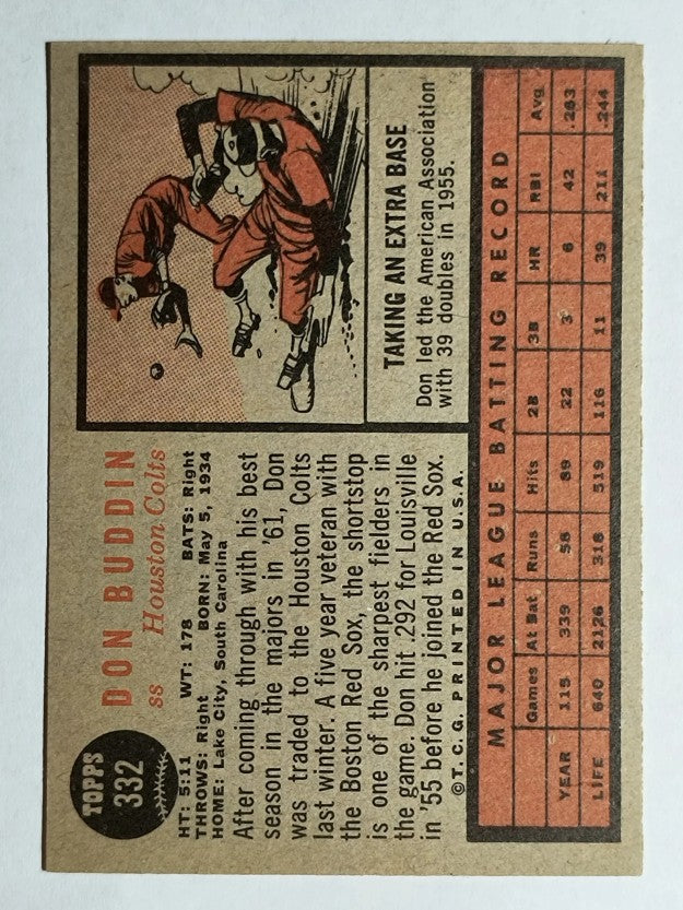 1962 Topps #332 Don Buddin (EXMT)