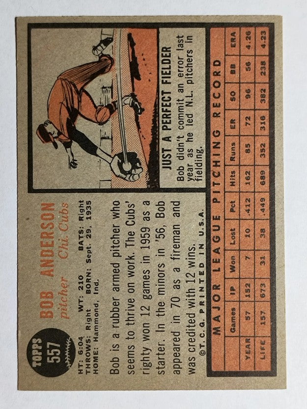 1962 Topps #557 Bob Anderson SP (NM)