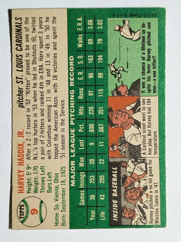 1954 Topps #9 Harvey Haddix (EXMT)