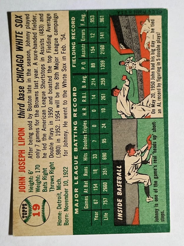 1954 Topps #19 Johnny Lipon (EXMT)