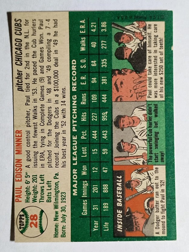 1954 Topps #28 Paul Minner (EXMT)