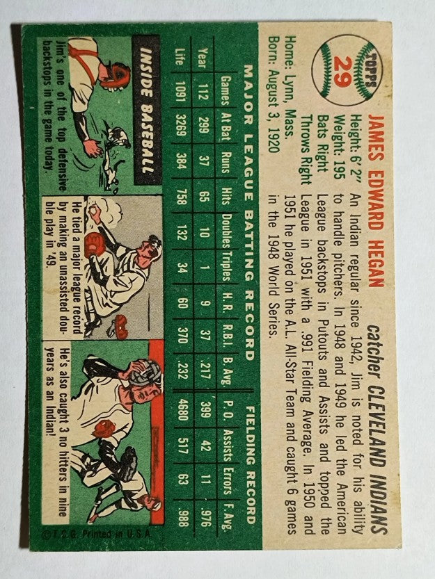 1954 Topps #29 Jim Hegan (EXMT)