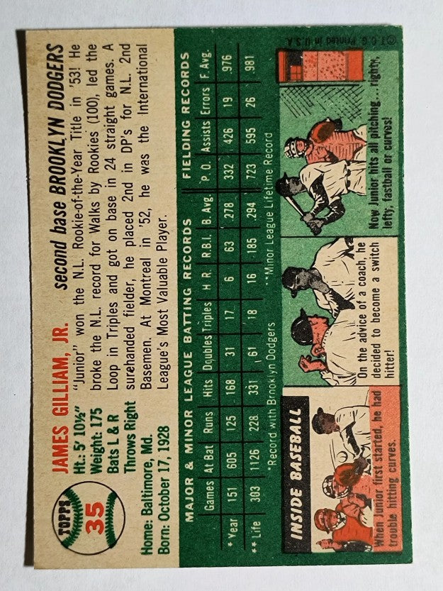 1954 Topps #35 Junior Gilliam (NM)