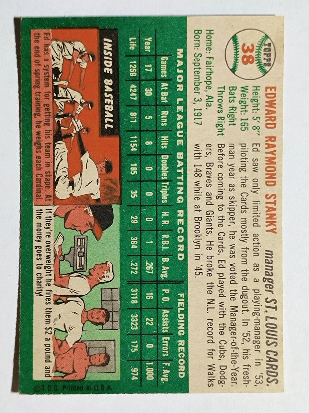 1954 Topps #38 Eddie Stanky MG (NM)