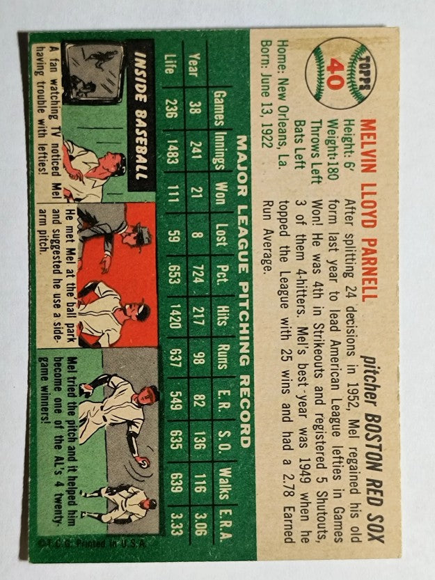 1954 Topps #40 Mel Parnell (EXMT)