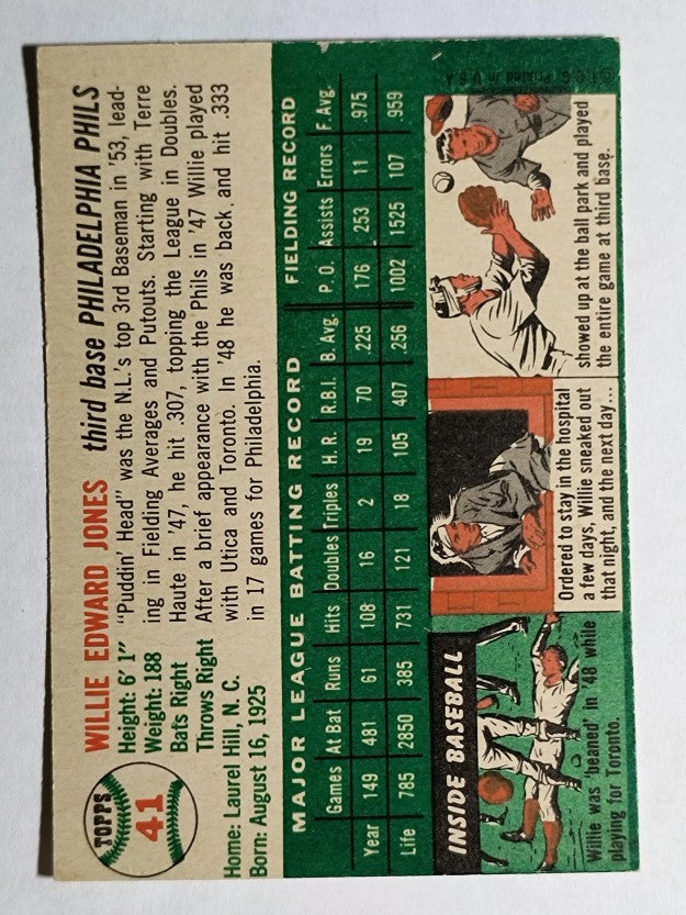 1954 Topps #41 Willie Jones (VGEX)