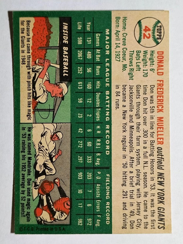 1954 Topps #42 Don Mueller (NM)