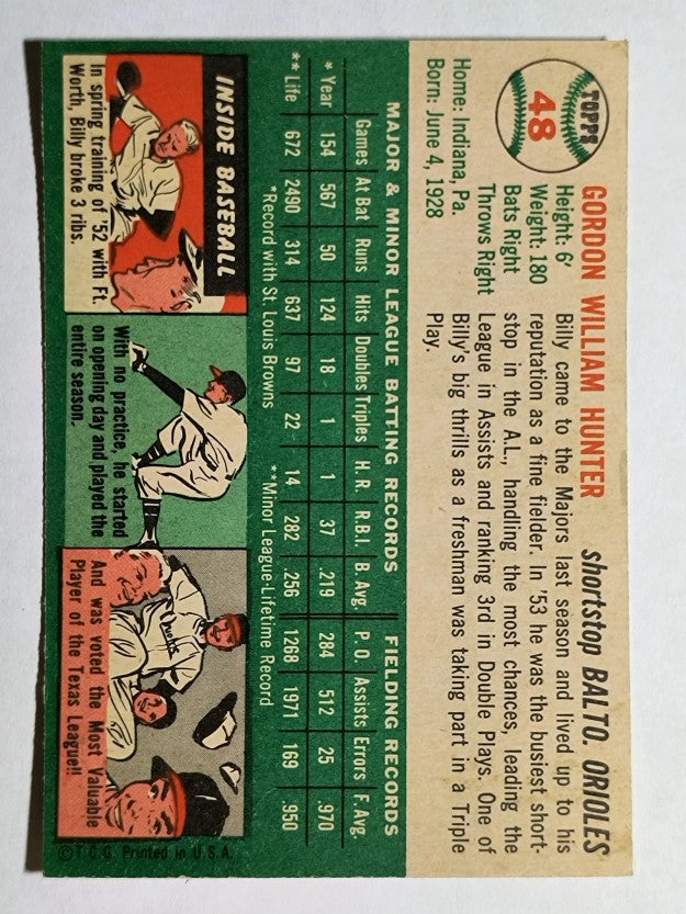 1954 Topps #48 Billy Hunter (EXMT)