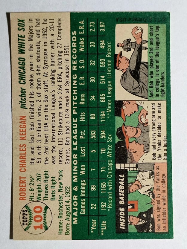 1954 Topps #100 Bob Keegan (EXMT)