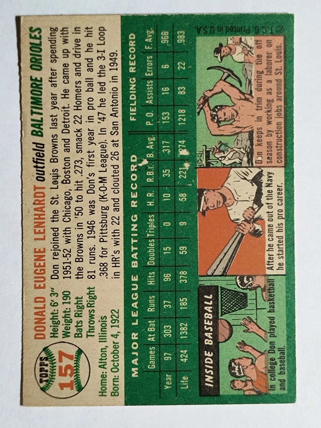 1954 Topps #157 Don Lenhardt (VGEX)