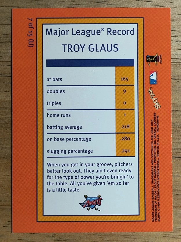 1999 SkyBox Thunder Unleashed #U7 Troy Glaus