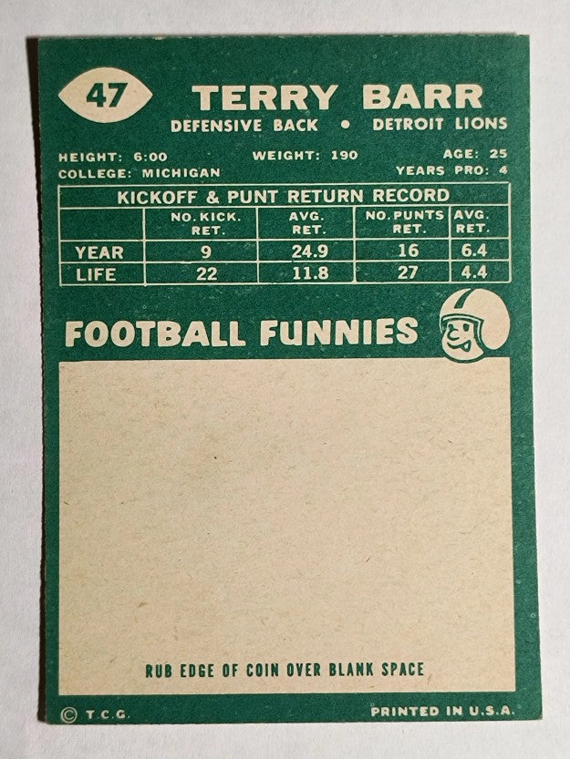 1960 Topps #47 Terry Barr (EXMT)