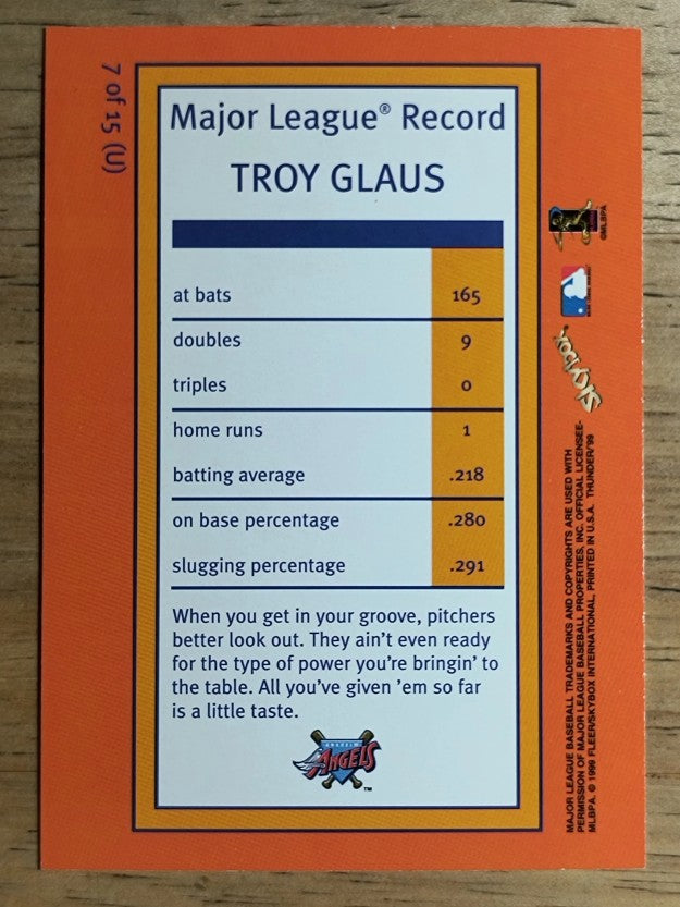 1999 SkyBox Thunder Unleashed #U7 Troy Glaus