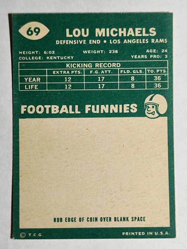 1960 Topps #69 Lou Michaels RC (EXMT)