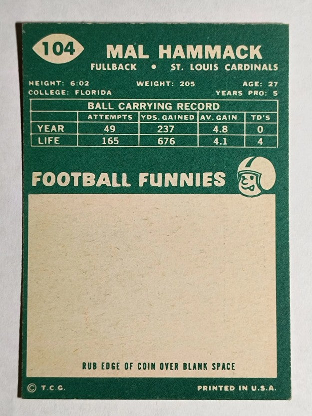 1960 Topps #104 Mal Hammack RC (EXMT)