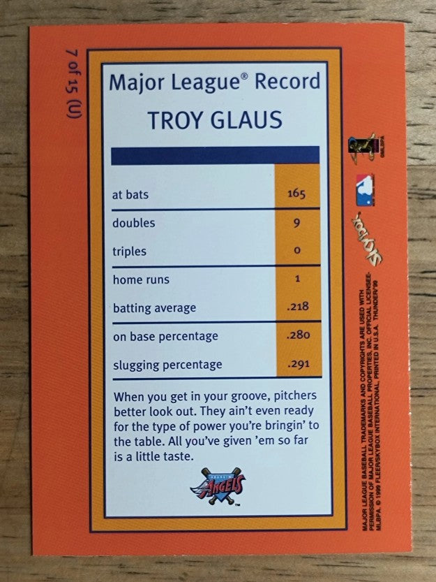 1999 SkyBox Thunder Unleashed #U7 Troy Glaus