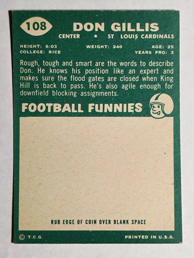1960 Topps #108 Don Gillis RC (EX)